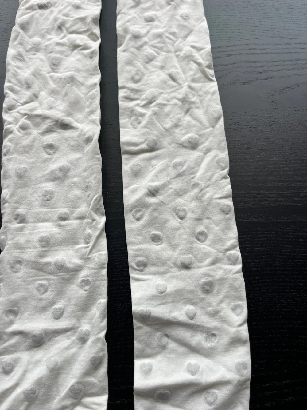 White Off-White Cream Textured Heart Pattern Tights Stockings Pantyhose Stretch